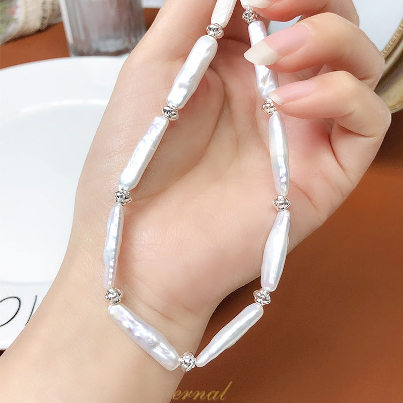 French retro shaped baroque pearl necklace for women light luxury versatile niche design toothpick pearl clavicle chain