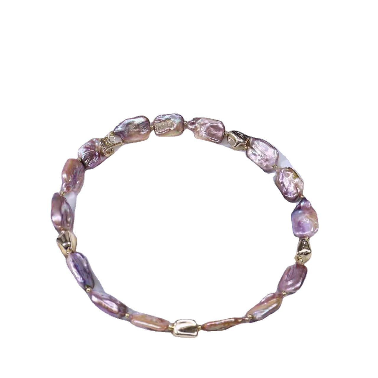 Freshwater pearl set colorful baroque simple fashion metal style clavicle necklace