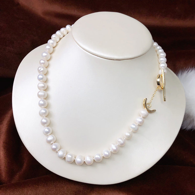 Natural non-nuclear freshwater pearl necklace is fashionable and versatile