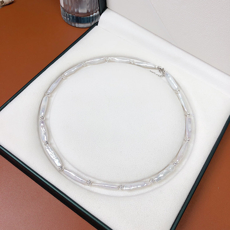 French retro shaped baroque pearl necklace for women light luxury versatile niche design toothpick pearl clavicle chain