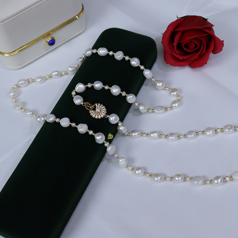 "Freshwater Pearl Necklace | Long-Length Simple Fashion for Women"