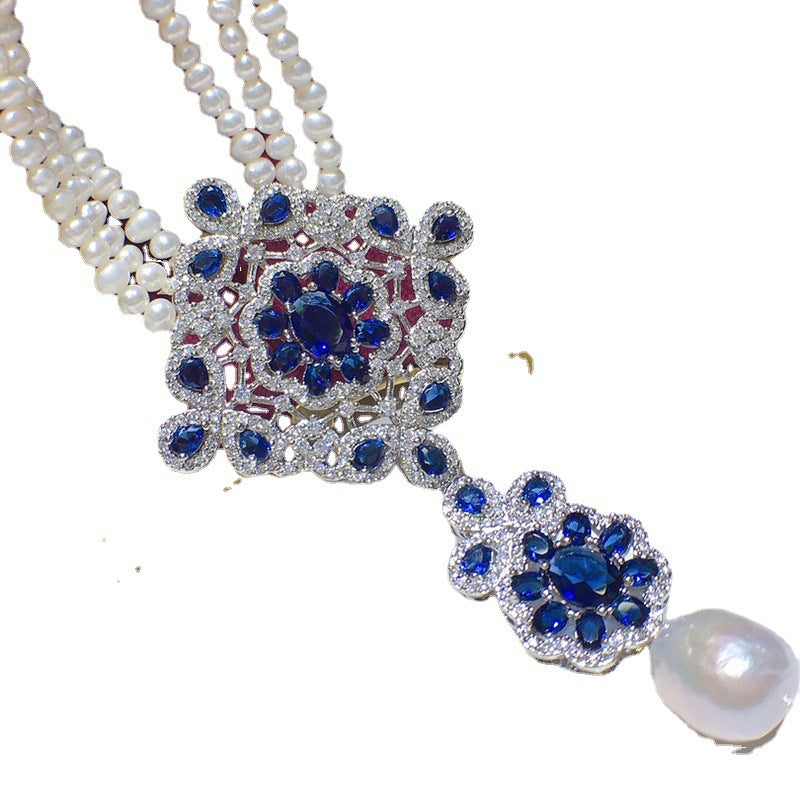 Natural freshwater pearl necklace women's light luxury chain fashion jewelry niche design elegant wind pearl neck chain