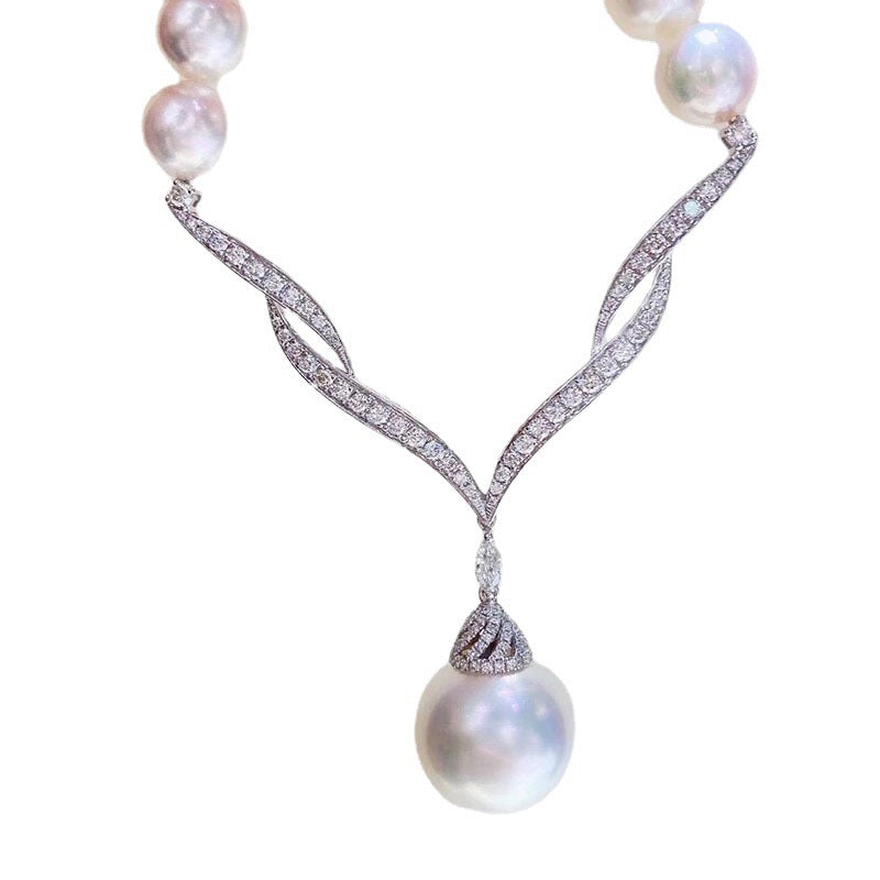 Natural White Freshwater Pearl Necklace for Women, 8-9mm, Elegant and Stylish Design