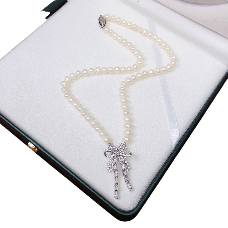Natural freshwater pearl new fashion versatile jewelry light luxury niche design clavicle necklace