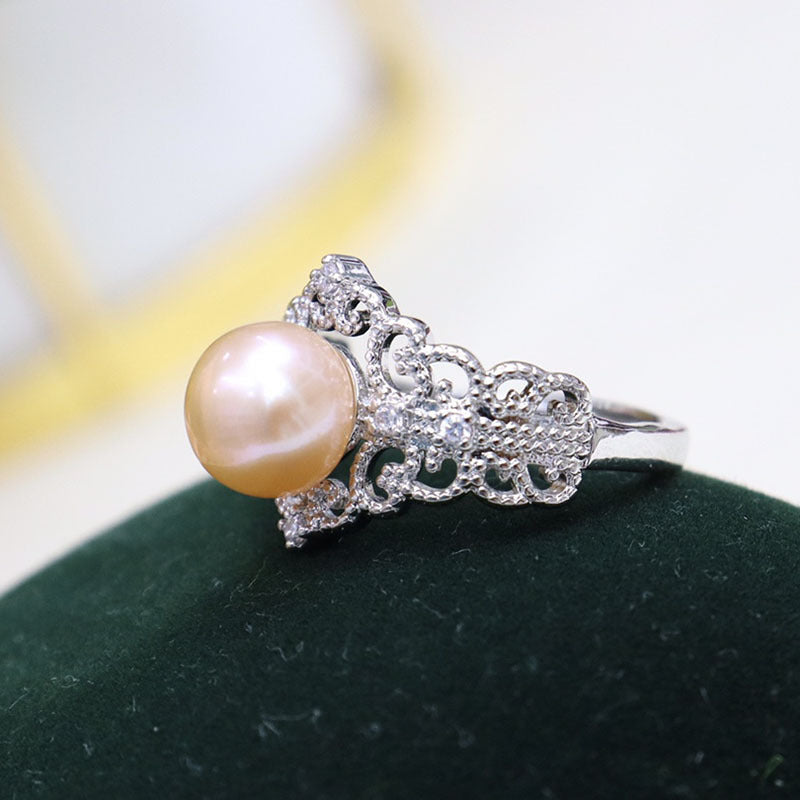 "Retro Freshwater Pearl Open Ring - Simple and Versatile Design, Elegant Women's Jewelry"