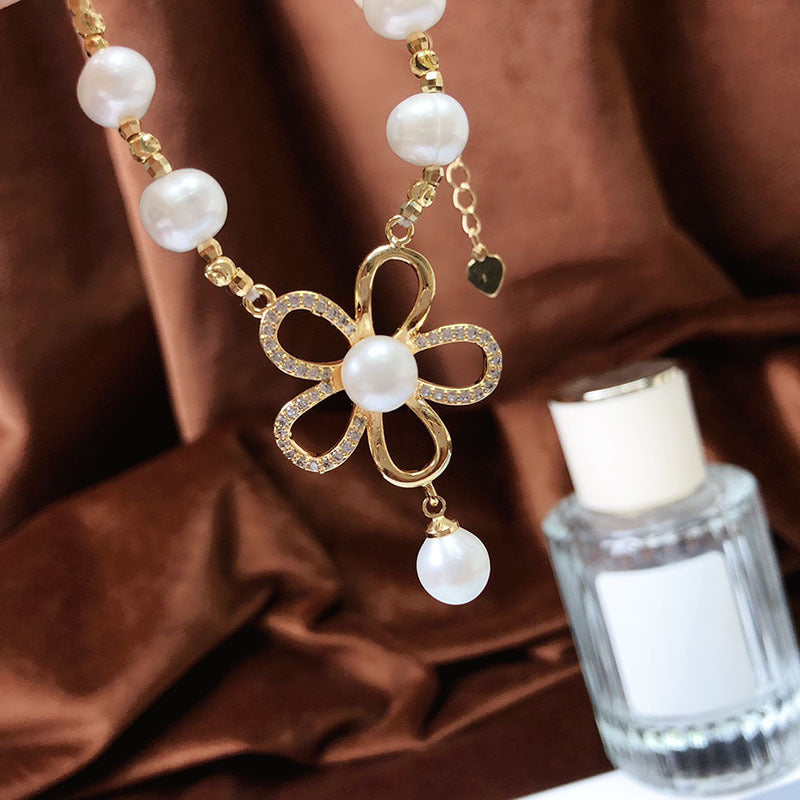 Natural freshwater pearl light luxury niche personality temperament pearl clavicle necklace