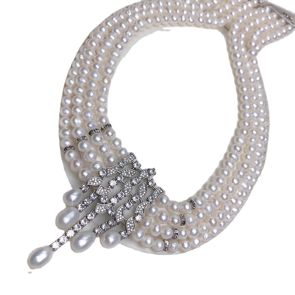 French retro freshwater pearl necklace women's white versatile light luxury jewelry niche design pearl necklace wholesale