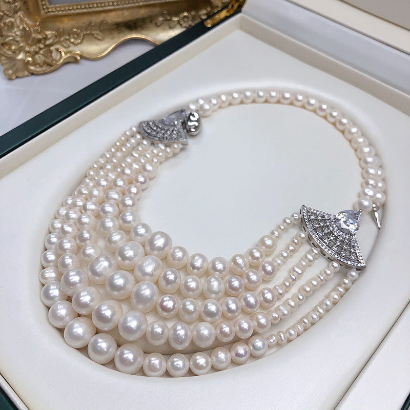 "Vintage Freshwater Pearl Necklace | French Light Luxury Evening Choker"