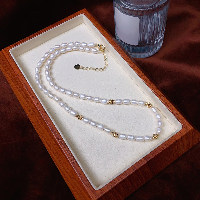 Natural pearl necklace high-end light luxury niche necklace clavicle chain