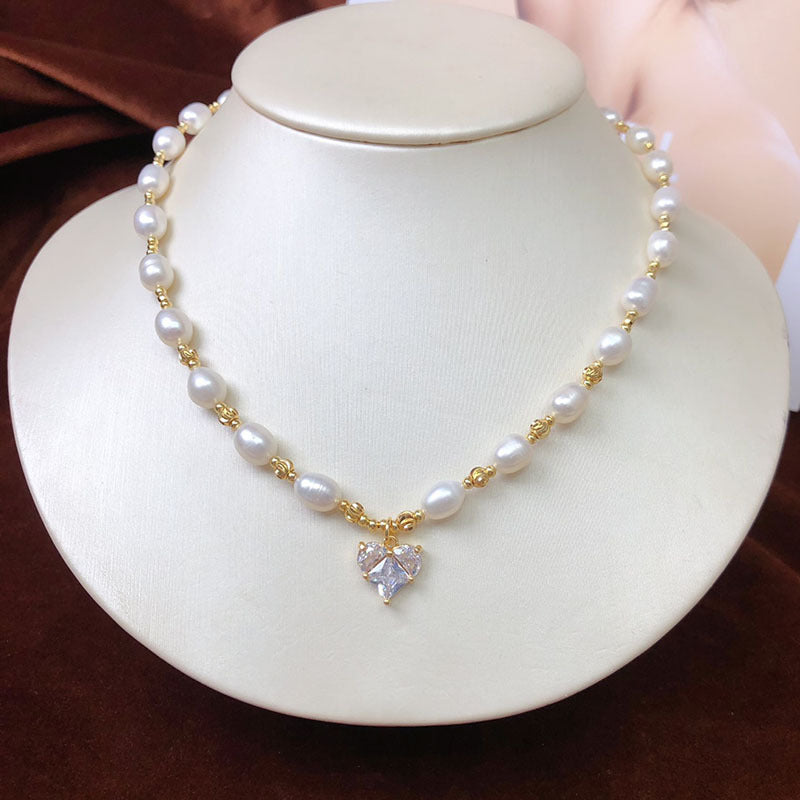 Freshwater pearl necklace natural primary color beige pearl clavicle necklace