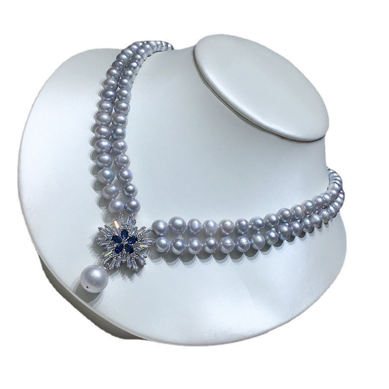 Freshwater pearl multi-layer niche design fashionable temperament clavicle necklace