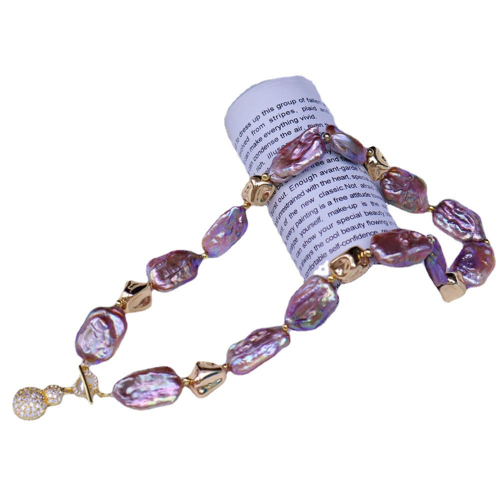 retro special-shaped baroque natural freshwater pearl necklace women's versatile light luxury niche design fashion necklace