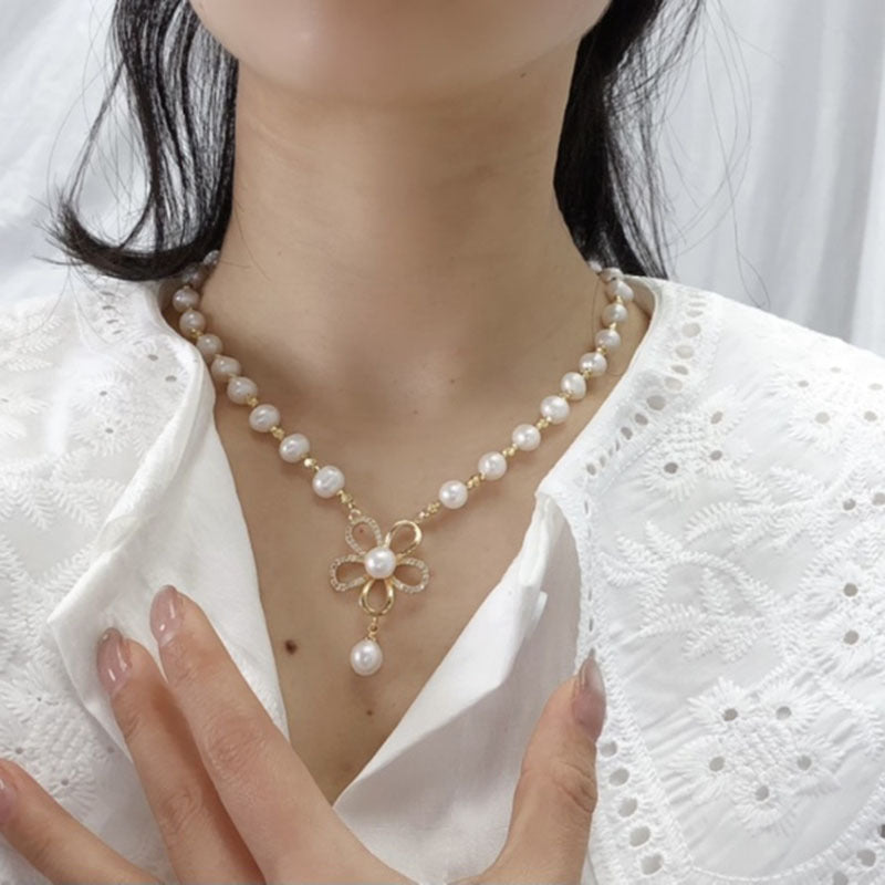 Natural freshwater pearl light luxury niche personality temperament pearl clavicle necklace