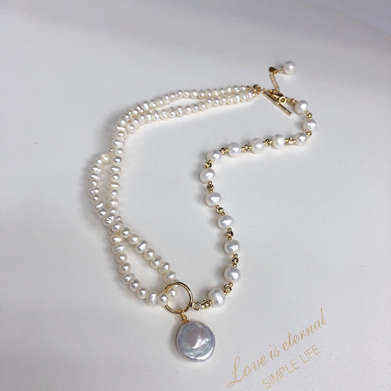 Baroque natural freshwater pearl necklace vintage jewelry clavicle necklace