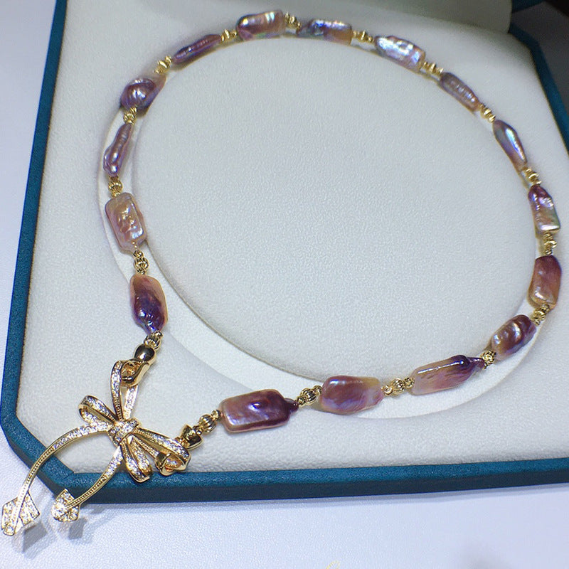 Manufacturers wholesale live supply a variety of freshwater pearl baroque necklace 9-17mm simple and versatile women's winter new models