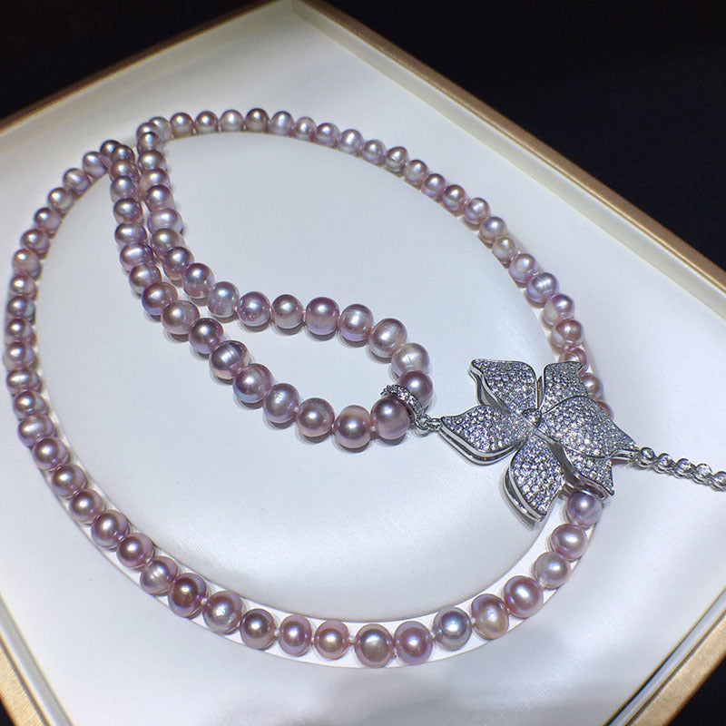 Vintage Pearl Necklace for Women - Natural Freshwater, Elegant & Versatile Design