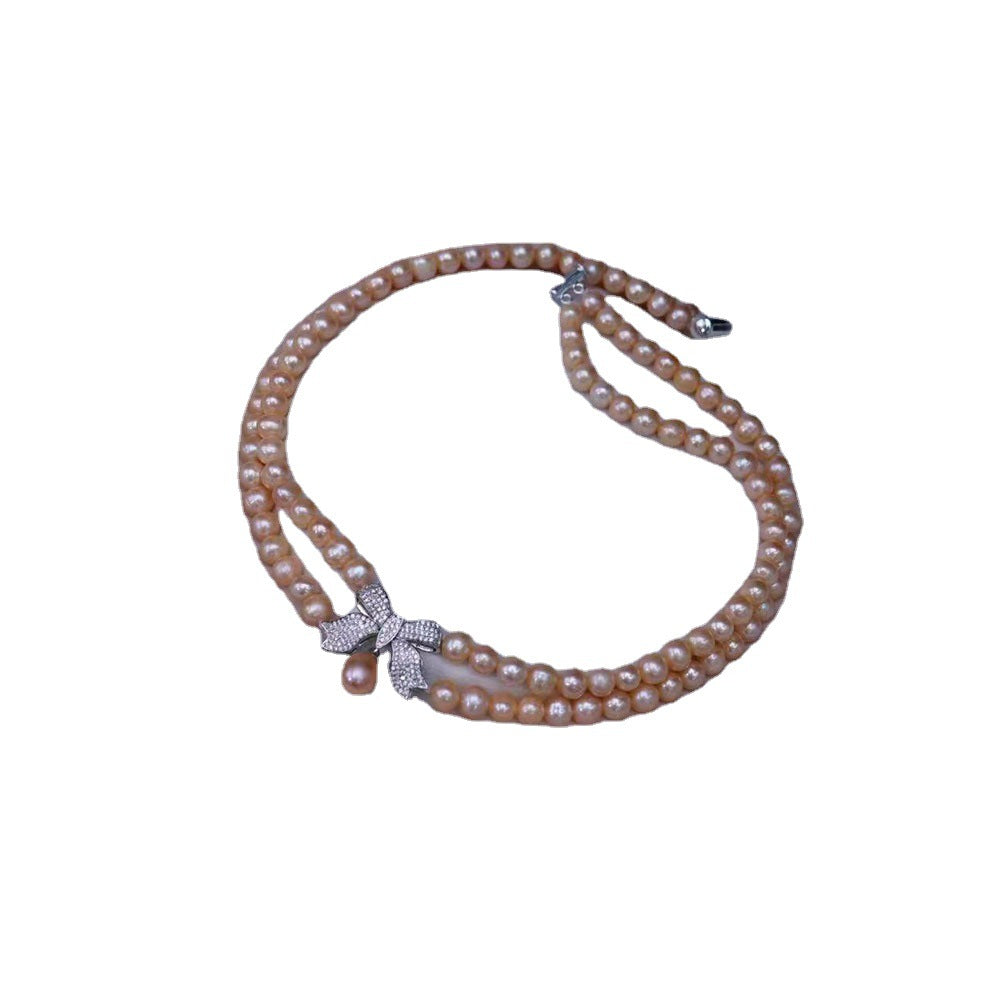 Natural freshwater pearl necklace women's fashion double-layer temperament jewelry