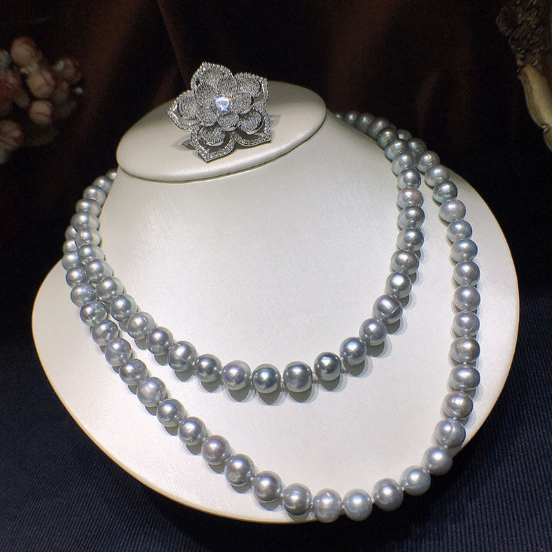 "Freshwater Pearl Sweater Chain | 8-9mm Simple Elegant Necklace for Women"