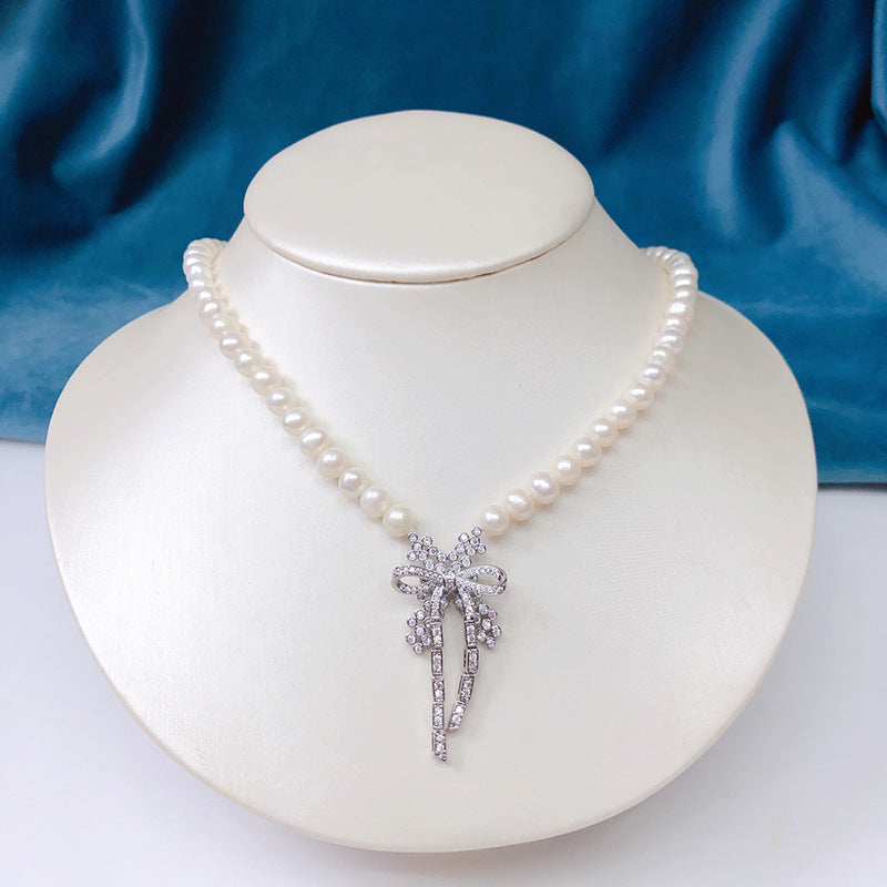 Natural freshwater pearl new fashion versatile jewelry light luxury niche design clavicle necklace