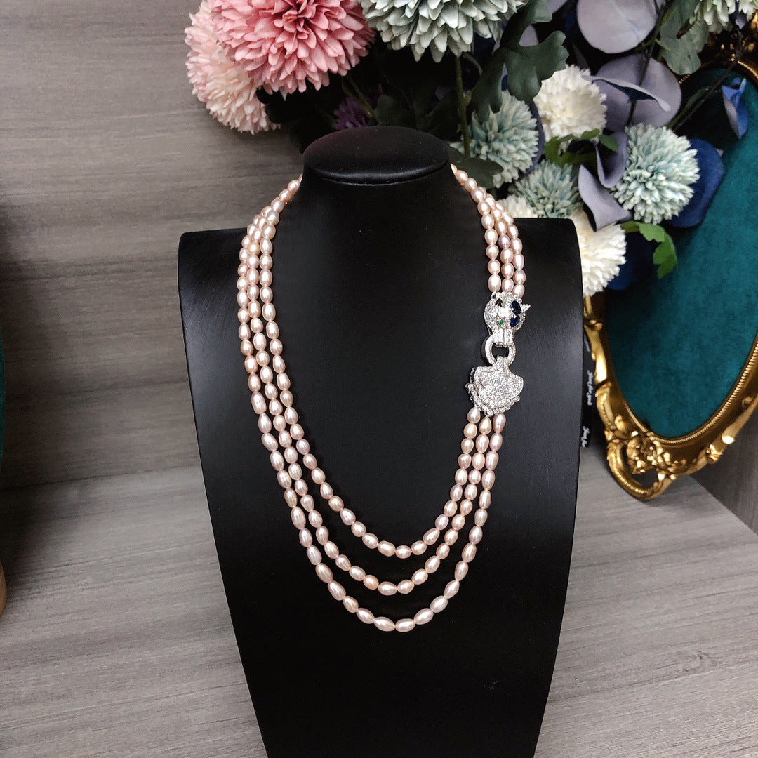 French style retro natural freshwater pearl necklace purple fashion all-match light luxury