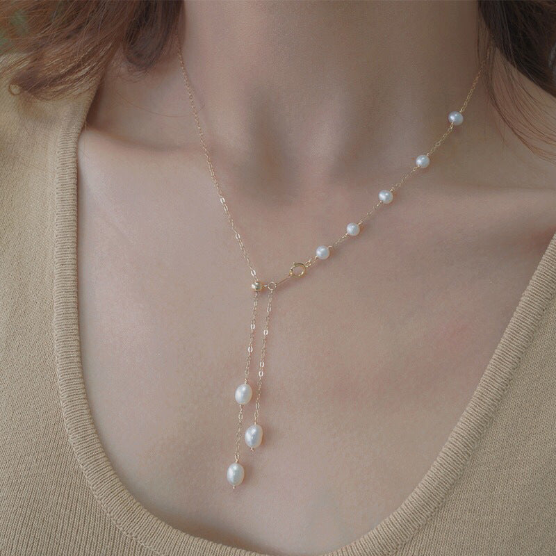 Natural freshwater pearl light luxury French retro high-end niche design clavicle necklace