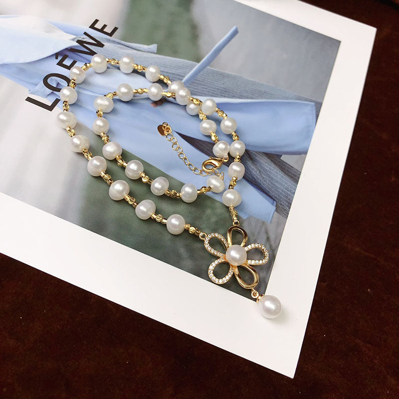 Natural freshwater pearl light luxury niche personality temperament pearl clavicle necklace