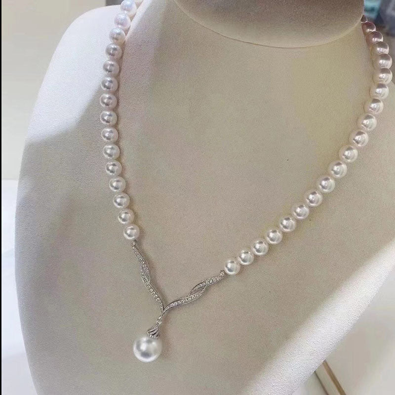 Natural White Freshwater Pearl Necklace for Women, 8-9mm, Elegant and Stylish Design
