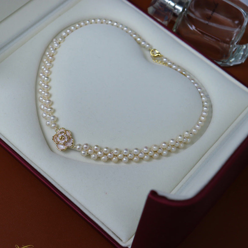 "Natural Pearl Necklace | Minimalist Design Collarbone Chain"