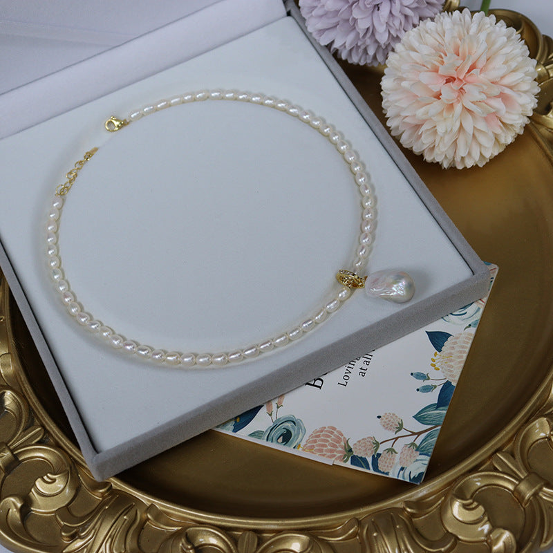 Natural seedless freshwater pearl necklace original design handmade beads