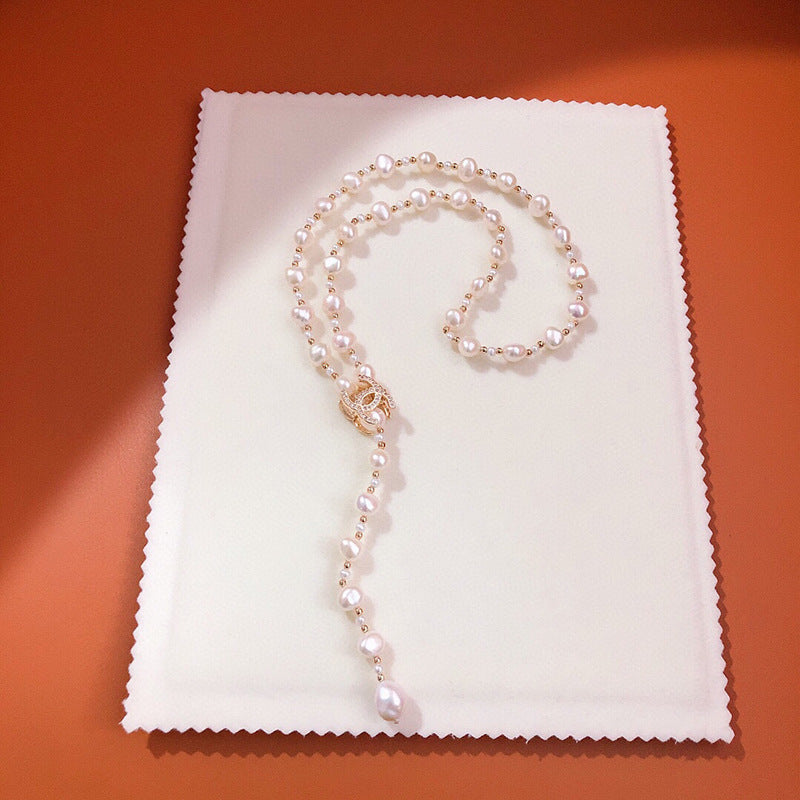Natural Baroque Pearl Necklace for Women - Short Irregular Freshwater Pearl Chain, Fashion Jewelry for Autumn and Winter