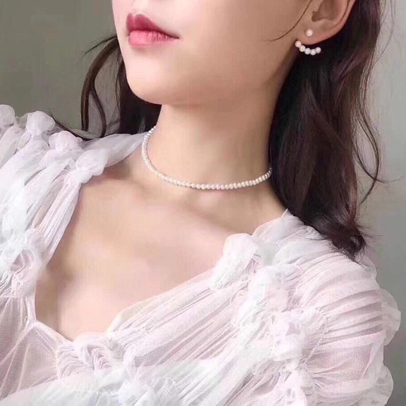 Baroque natural freshwater pearl necklace vintage jewelry clavicle necklace