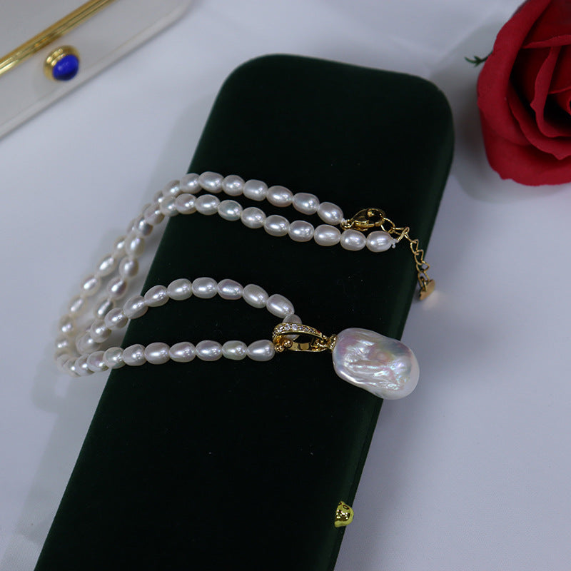 Natural seedless freshwater pearl necklace original design handmade beads