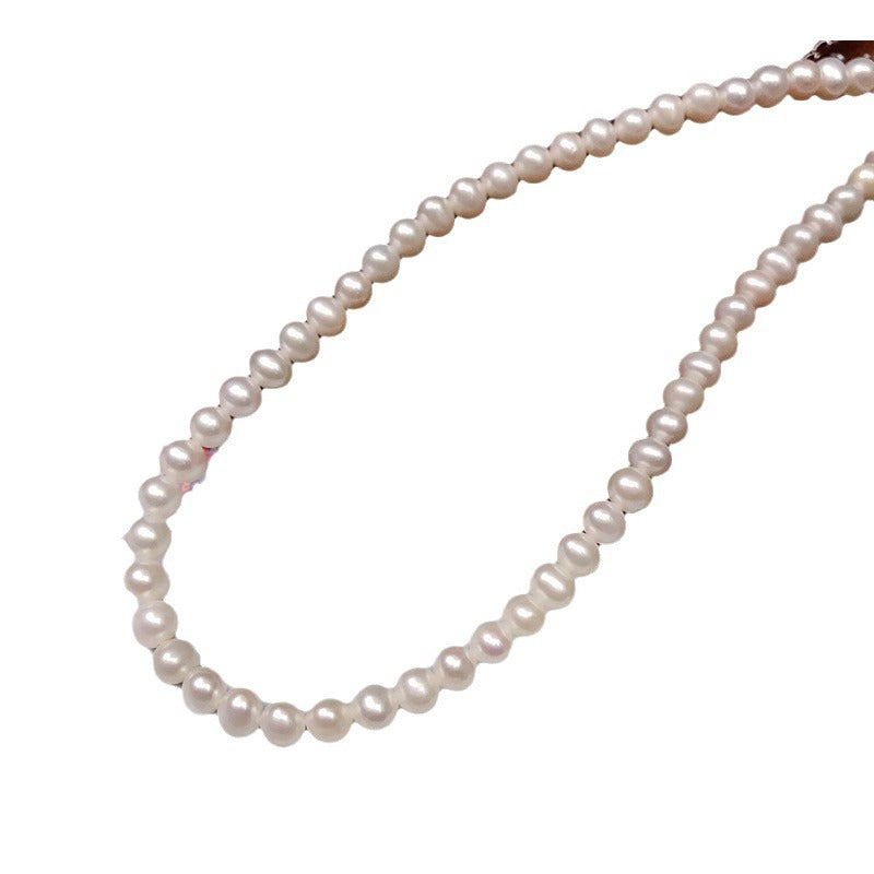 Natural freshwater pearl necklace s925 silver clasp nearly round pearls