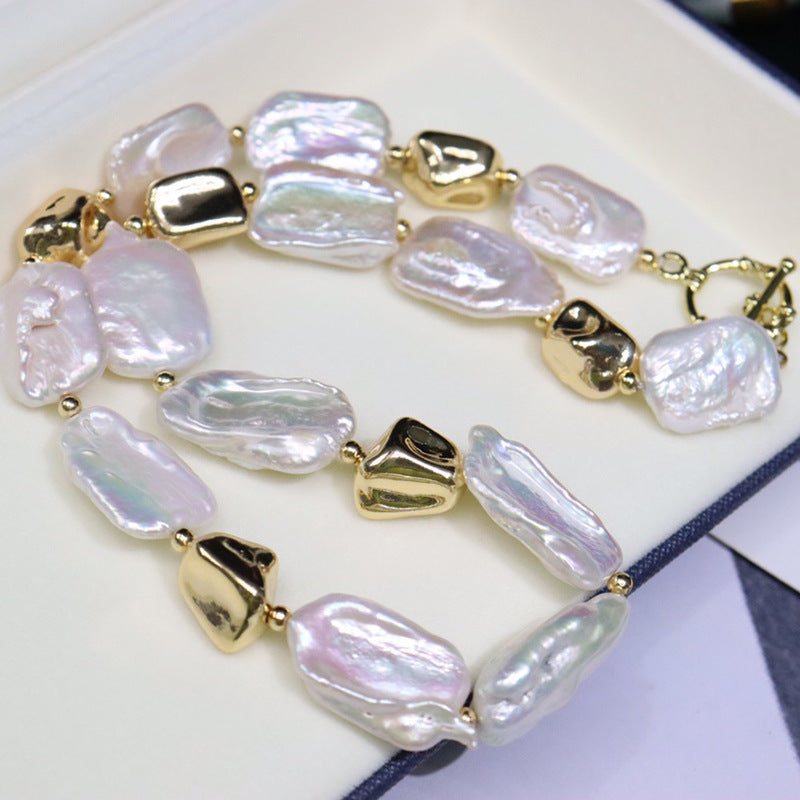 White freshwater special-shaped baroque pearl necklace women's versatile fashion jewelry