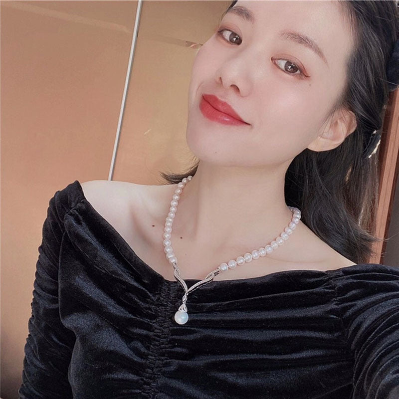Natural White Freshwater Pearl Necklace for Women, 8-9mm, Elegant and Stylish Design