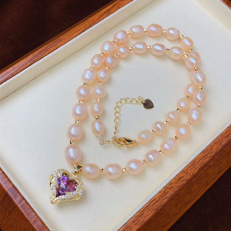 Freshwater pearl necklace natural primary color beige pearl clavicle necklace