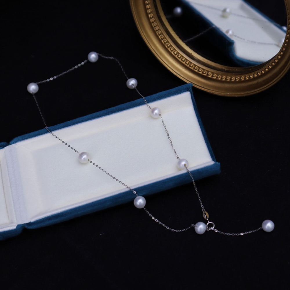 Gypsophila freshwater pearl necklace s925 6-7mm