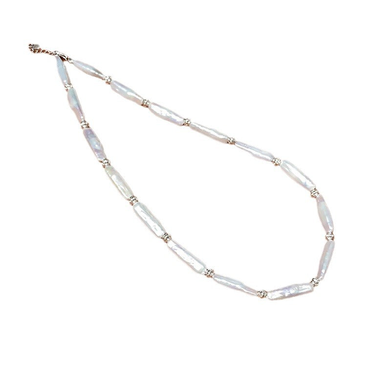 French retro shaped baroque pearl necklace for women light luxury versatile niche design toothpick pearl clavicle chain
