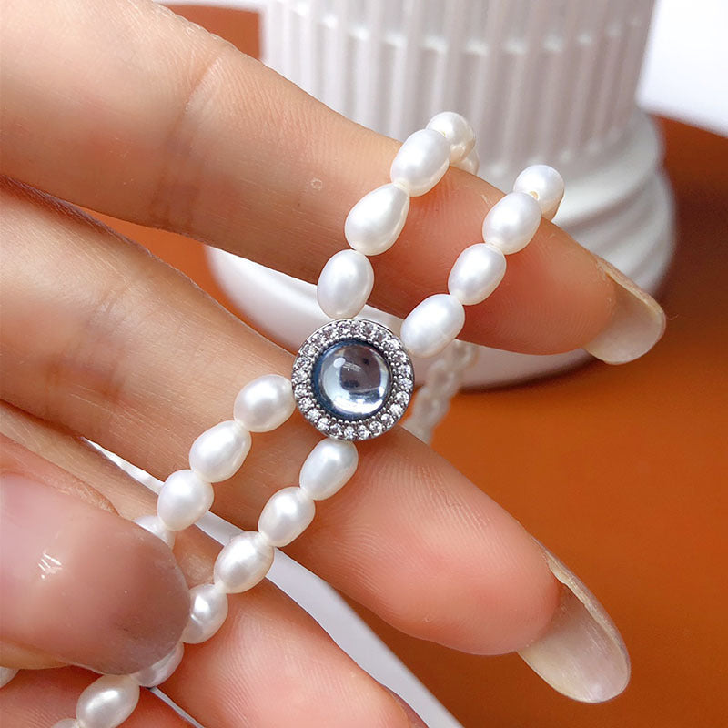 Natural freshwater pearl niche design, simple and versatile, short double-layer pearl clavicle necklace