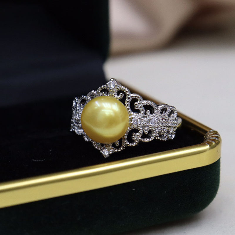 "Retro Freshwater Pearl Open Ring - Simple and Versatile Design, Elegant Women's Jewelry"