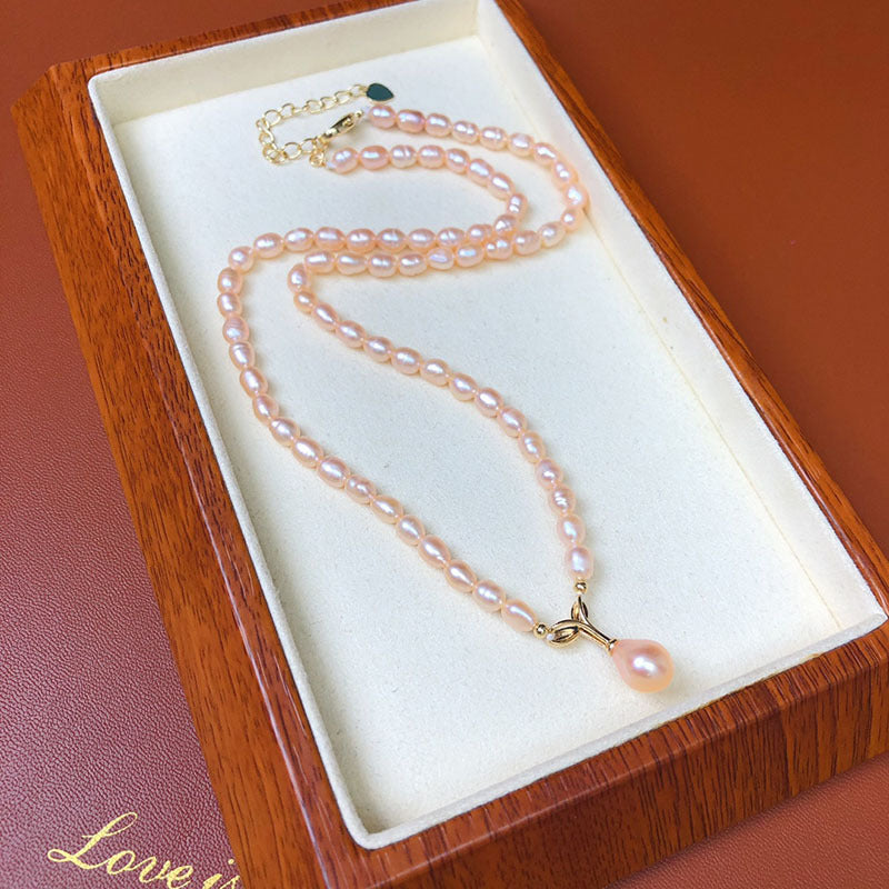 Natural freshwater pearl necklace retro light luxury fashion niche high-end pearl necklace