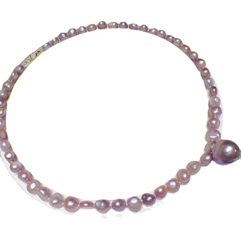 Irregular Baroque Purple Freshwater Pearl Necklace 7mm