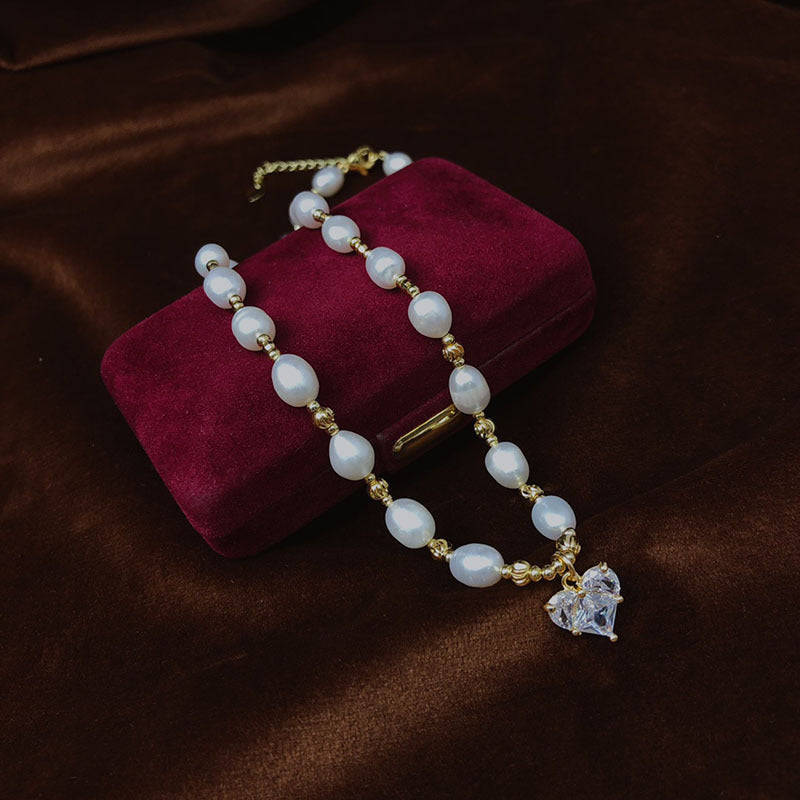Freshwater pearl necklace natural primary color beige pearl clavicle necklace