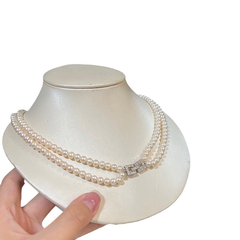 Natural freshwater pearl necklace light luxury niche design temperament double layer clavicle chain