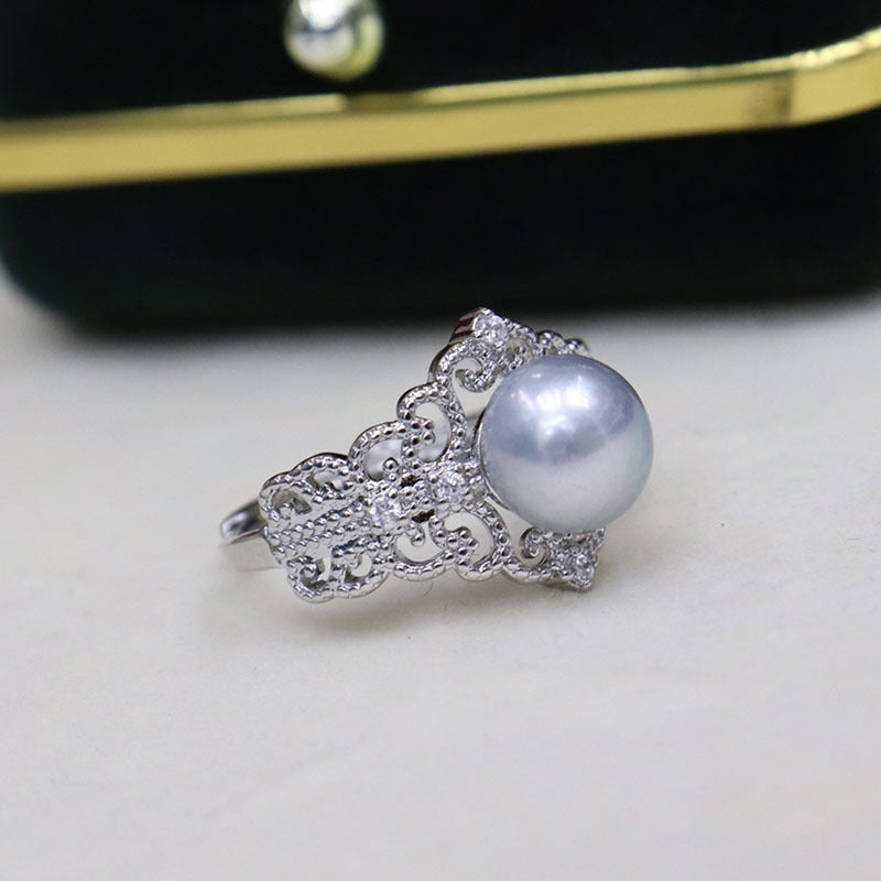 "Retro Freshwater Pearl Open Ring - Simple and Versatile Design, Elegant Women's Jewelry"