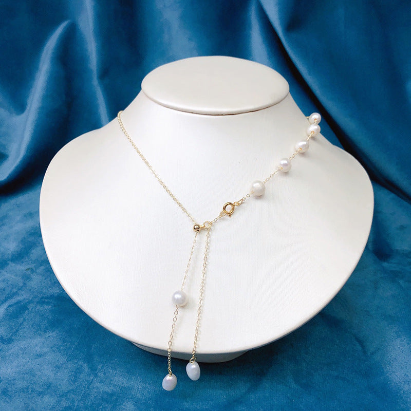 Natural freshwater pearl light luxury French retro high-end niche design clavicle necklace