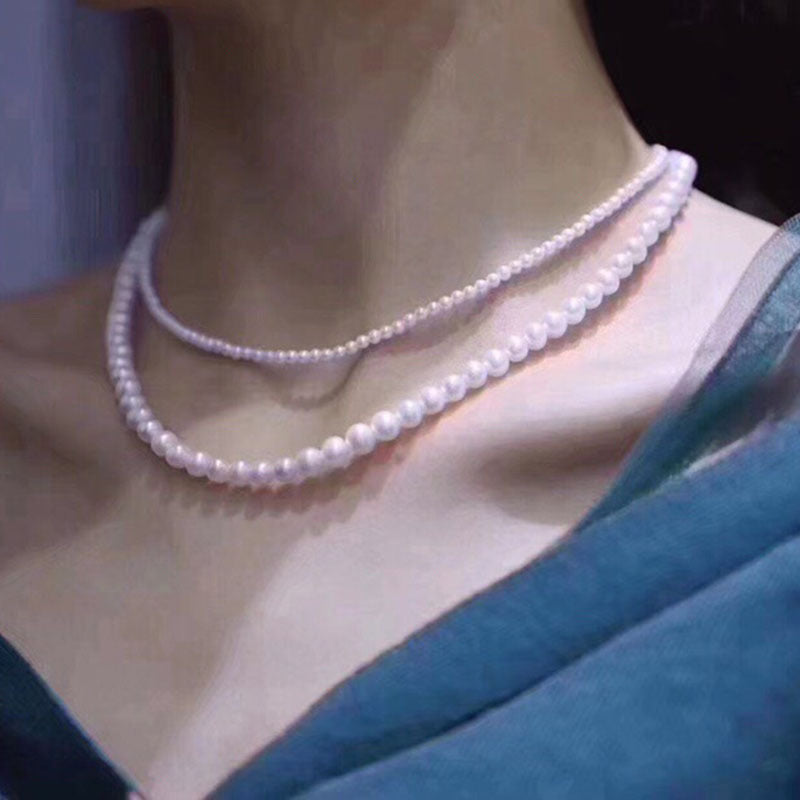 Natural freshwater pearl double layer mother and child necklace 7-8mm