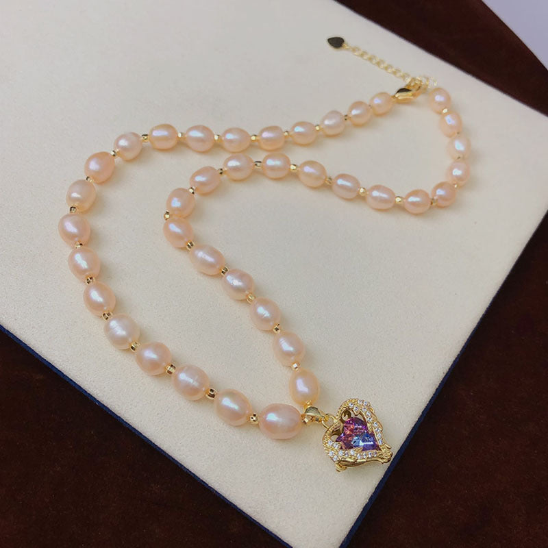 Freshwater pearl necklace natural primary color beige pearl clavicle necklace