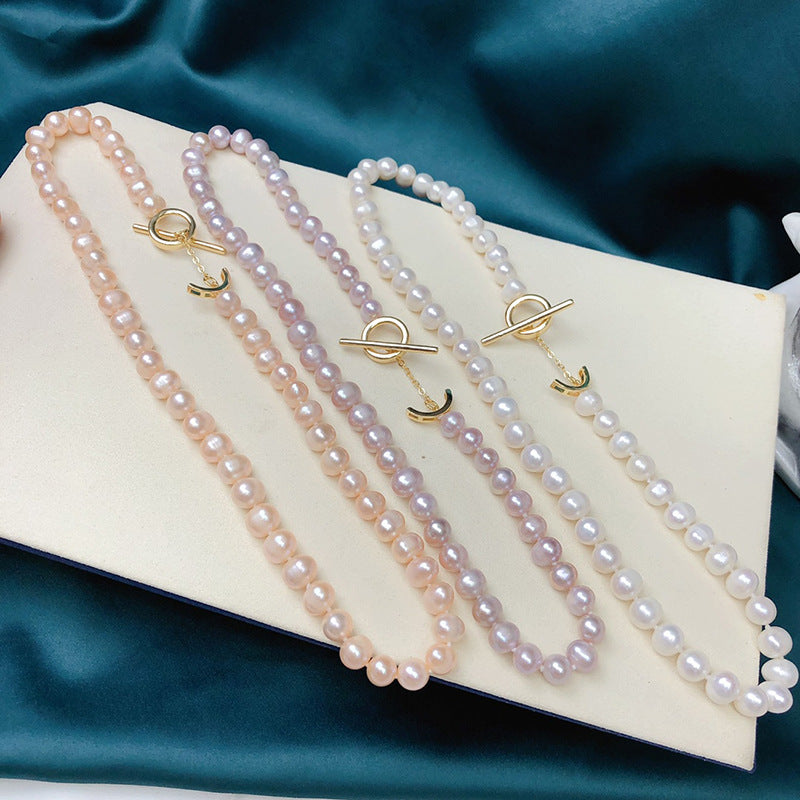 Natural non-nuclear freshwater pearl necklace is fashionable and versatile