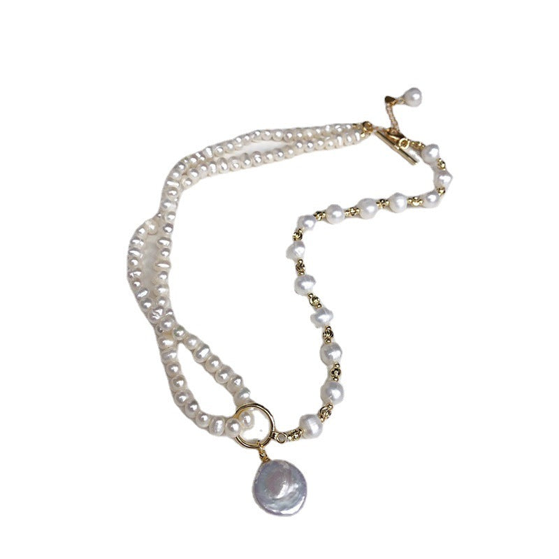 Baroque natural freshwater pearl necklace vintage jewelry clavicle necklace